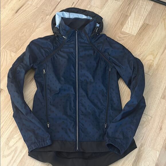 Lululemon Gather And Sprint Jacket Ghost Dot Deep Navy Black / Black Size 8 - Picture 6 of 14